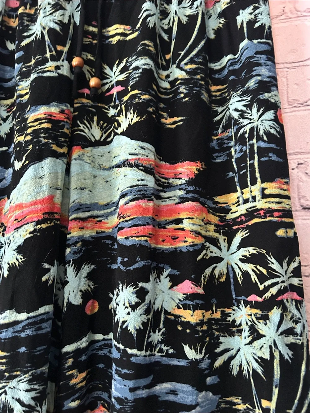 Free People Women’s Black Tropical Print Wide-Leg Pants